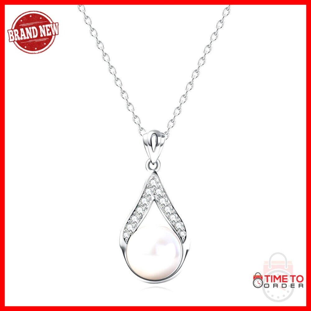 Sterling Silver Pearl Pendant Necklace Adjustable 16-19 Inch Anniversary Gift